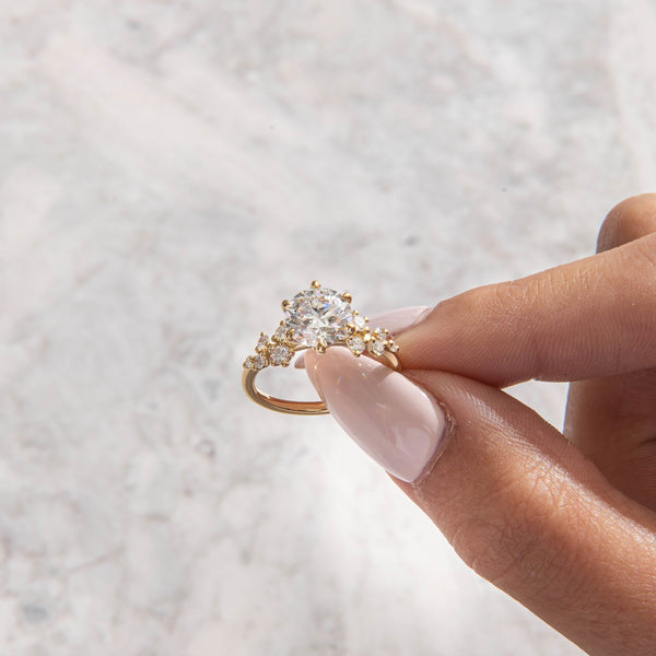 Cluster-Round Lab Grown Diamond Engagement Ring - Solitaire-Oval Lab Grown Diamond Engagement Ring