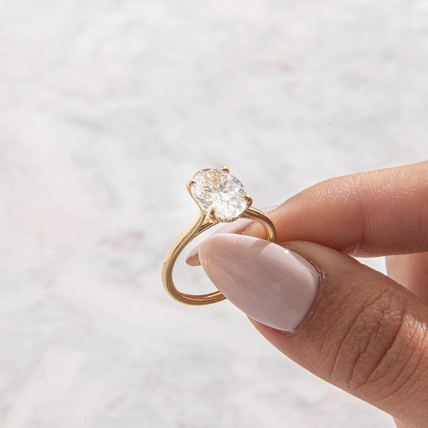 Hidden Halo-Oval Lab Grown Diamond Engagement Ring - Solitaire-Oval Lab Grown Diamond Engagement Ring