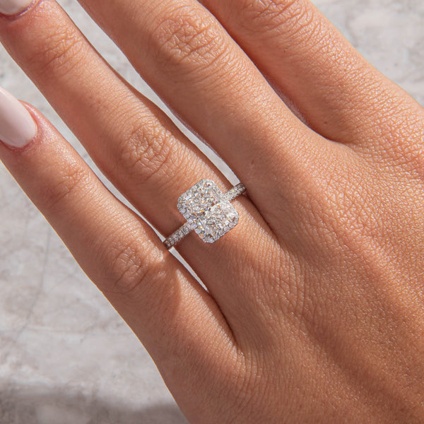 Halo & Triple Pave-Radiant Lab Grown Diamond Engagement Ring - Solitaire-Oval Lab Grown Diamond Engagement Ring