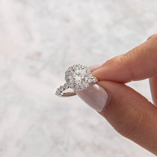 Halo & Bubble Pave-Round Lab Grown Diamond Engagement Ring - Solitaire-Oval Lab Grown Diamond Engagement Ring