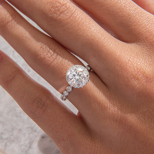Halo & Bubble Pave-Round Lab Grown Diamond Engagement Ring - Solitaire-Oval Lab Grown Diamond Engagement Ring