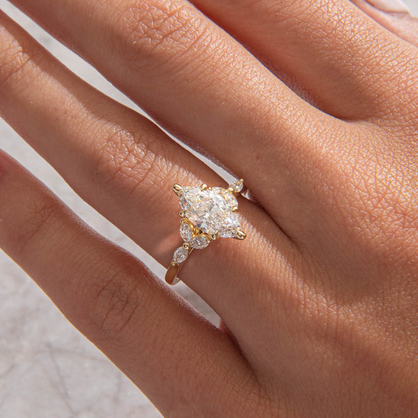 Cluster-Marquise Lab Grown Diamond Engagement Ring - Solitaire-Oval Lab Grown Diamond Engagement Ring