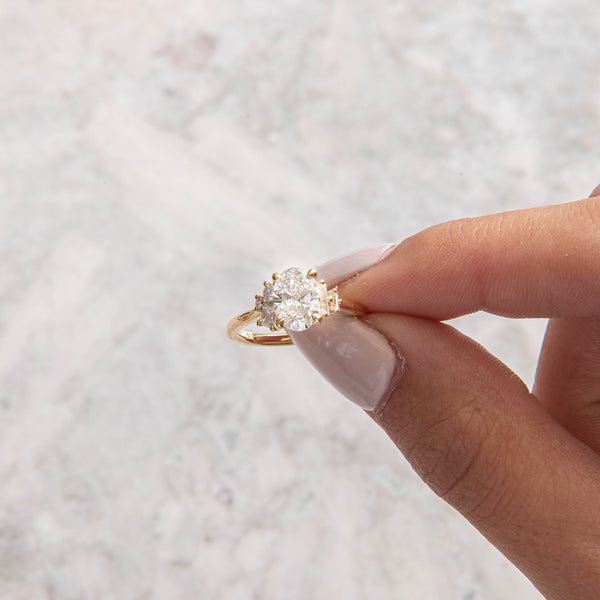Cluster-Oval Lab Grown Diamond Engagement Ring - Solitaire-Oval Lab Grown Diamond Engagement Ring