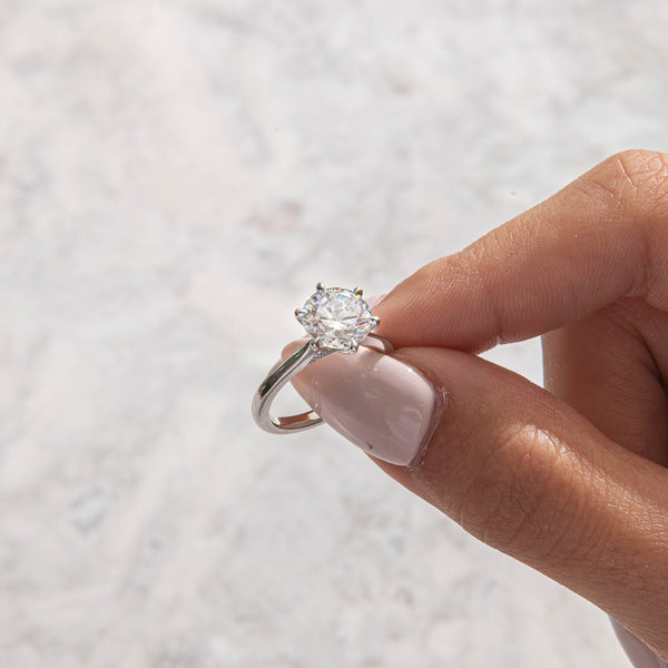 Hidden Halo-Round Lab Grown Diamond Engagement Ring - Solitaire-Oval Lab Grown Diamond Engagement Ring