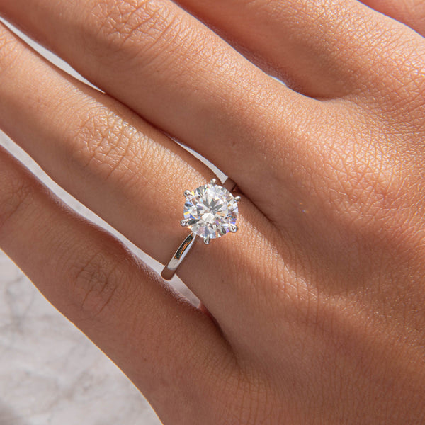 Hidden Halo-Round Lab Grown Diamond Engagement Ring - Solitaire-Oval Lab Grown Diamond Engagement Ring