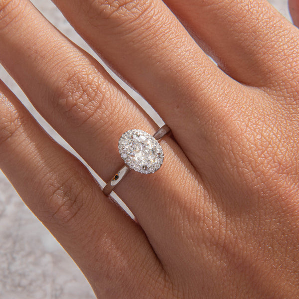 Halo-Oval Lab Grown Diamond Engagement Ring - Solitaire-Oval Lab Grown Diamond Engagement Ring