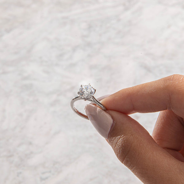 Solitaire Six Prong-Round Lab Grown Diamond Engagement Ring - Solitaire-Oval Lab Grown Diamond Engagement Ring