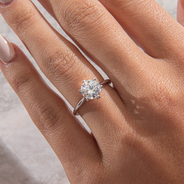 Solitaire Six Prong-Round Lab Grown Diamond Engagement Ring - Solitaire-Oval Lab Grown Diamond Engagement Ring