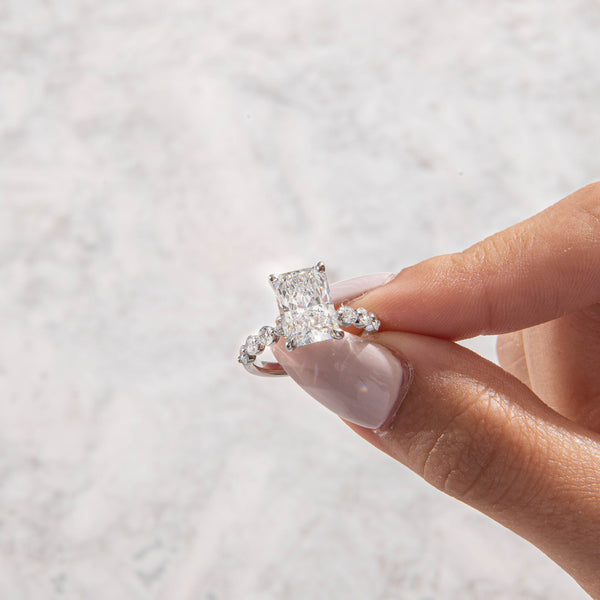 Bubble Pave-Radiant Lab Grown Diamond Engagement Ring - Solitaire-Oval Lab Grown Diamond Engagement Ring