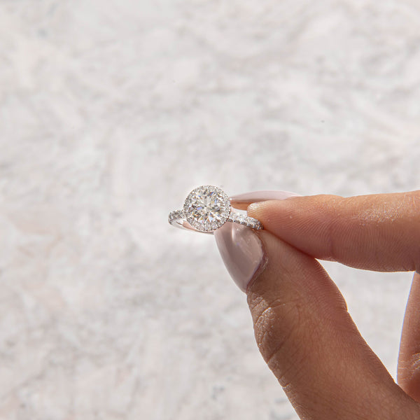 Halo & Pave-Round Lab Grown Diamond Engagement Ring - Solitaire-Oval Lab Grown Diamond Engagement Ring