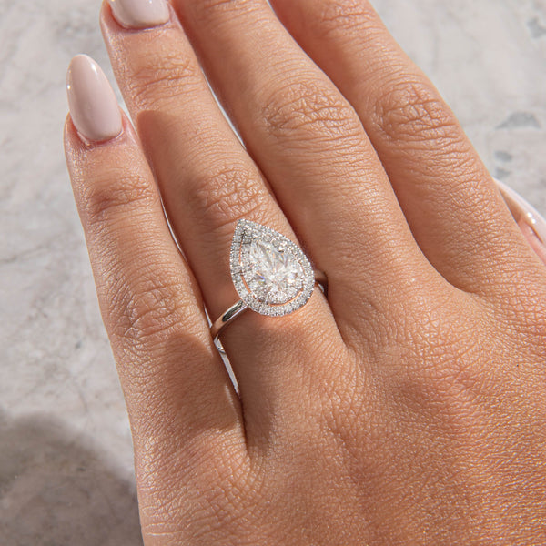 Double Halo-Pear Lab Grown Diamond Engagement Ring - Solitaire-Oval Lab Grown Diamond Engagement Ring