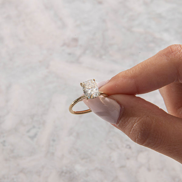 Solitaire-Elongated Cushion Lab Grown Diamond Engagement Ring - Solitaire-Oval Lab Grown Diamond Engagement Ring