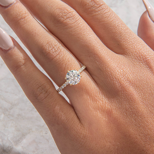 Pave-Round Lab Grown Diamond Engagement Ring - Solitaire-Oval Lab Grown Diamond Engagement Ring