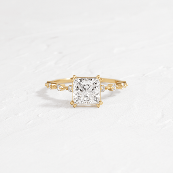 Pave-Princess Lab Grown Diamond Engagement Ring - Solitaire-Oval Lab Grown Diamond Engagement Ring