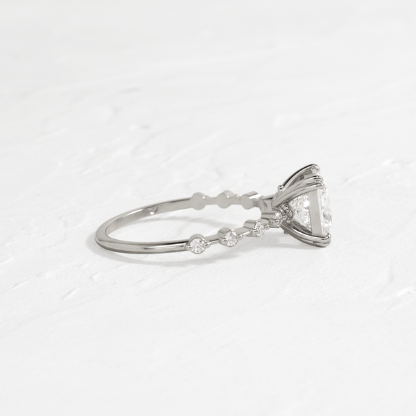 Pave-Princess Lab Grown Diamond Engagement Ring - Solitaire-Oval Lab Grown Diamond Engagement Ring