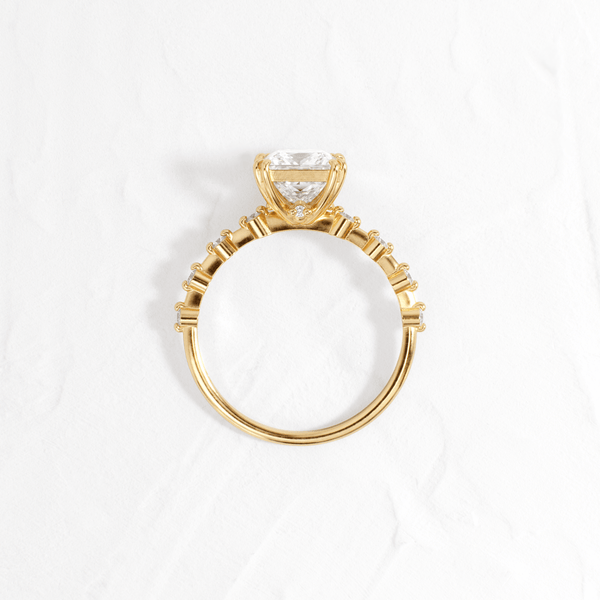 Pave-Princess Lab Grown Diamond Engagement Ring - Solitaire-Oval Lab Grown Diamond Engagement Ring