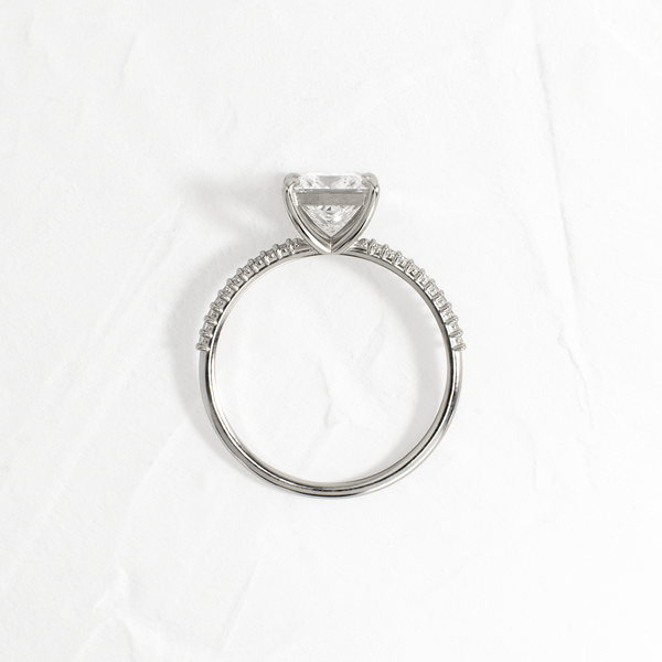 Pave-Princess Lab Grown Diamond Engagement Ring - Solitaire-Oval Lab Grown Diamond Engagement Ring