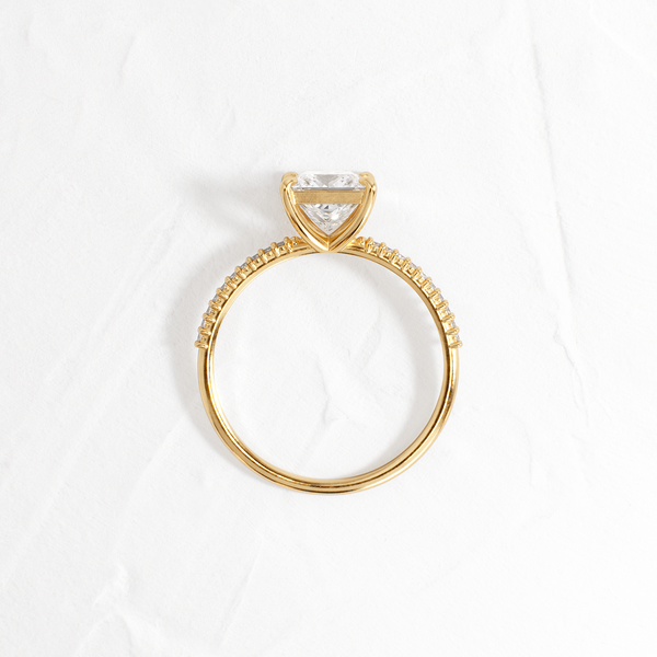 Pave-Princess Lab Grown Diamond Engagement Ring - Solitaire-Oval Lab Grown Diamond Engagement Ring