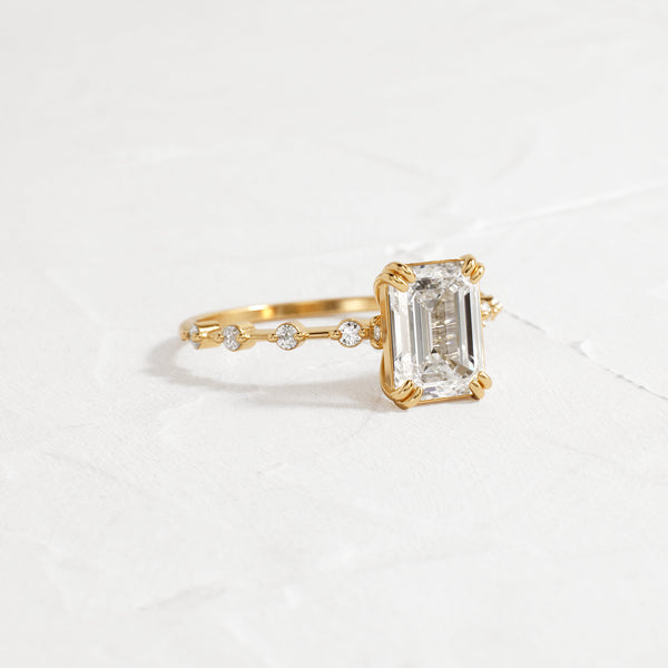Pave & Double Prong-Emerald Lab Grown Diamond Engagement Ring - Solitaire-Oval Lab Grown Diamond Engagement Ring