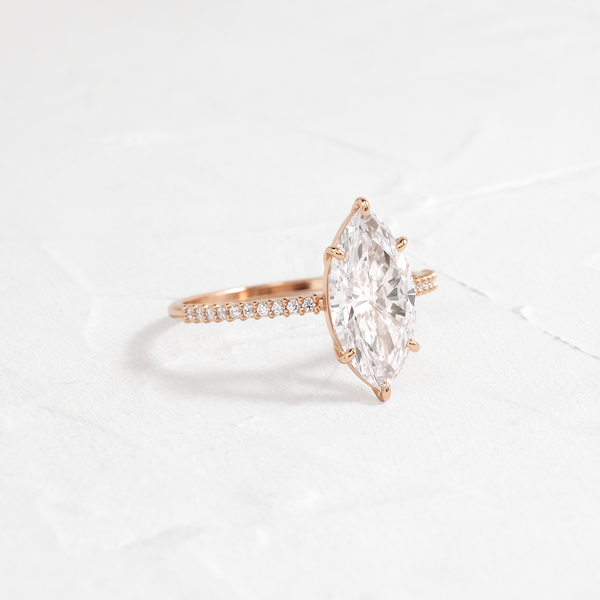 Pave-Marquise Lab Grown Diamond Engagement Ring - Solitaire-Oval Lab Grown Diamond Engagement Ring