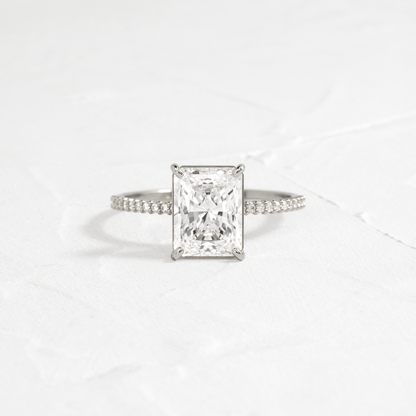 Pave-Radiant Lab Grown Diamond Engagement Ring - Solitaire-Oval Lab Grown Diamond Engagement Ring