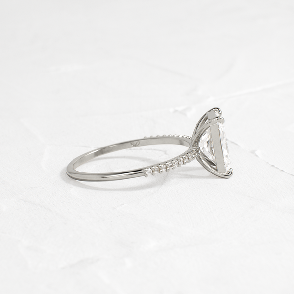 Pave-Radiant Lab Grown Diamond Engagement Ring - Solitaire-Oval Lab Grown Diamond Engagement Ring