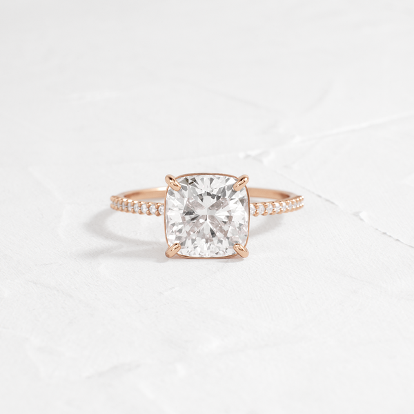 Pave-Cushion Lab Grown Diamond Engagement Ring - Solitaire-Oval Lab Grown Diamond Engagement Ring