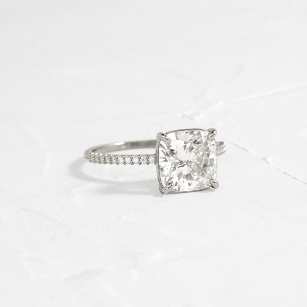 Pave-Cushion Lab Grown Diamond Engagement Ring - Solitaire-Oval Lab Grown Diamond Engagement Ring