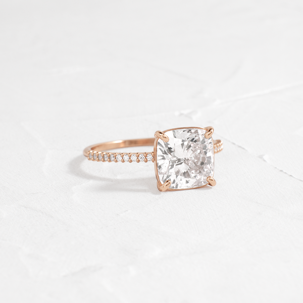 Pave-Cushion Lab Grown Diamond Engagement Ring - Solitaire-Oval Lab Grown Diamond Engagement Ring
