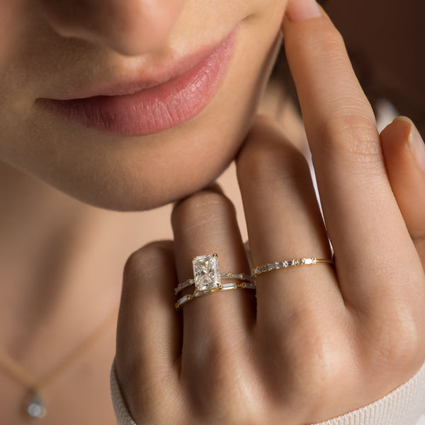 Pave-Radiant Lab Grown Diamond Engagement Ring - Solitaire-Oval Lab Grown Diamond Engagement Ring