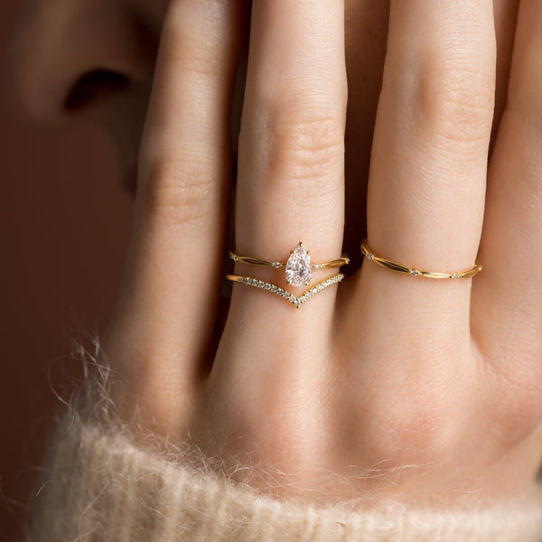 Criss Cross-Pear Lab Grown Diamond Engagement Ring - Solitaire-Oval Lab Grown Diamond Engagement Ring