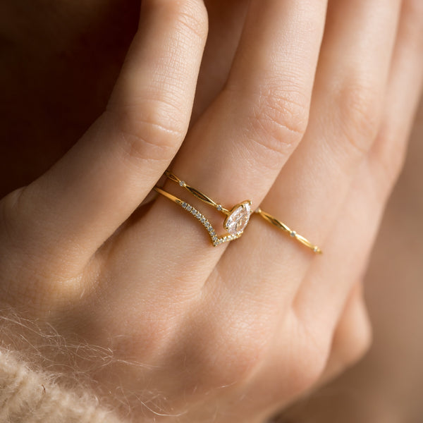 Criss Cross-Pear Lab Grown Diamond Engagement Ring - Solitaire-Oval Lab Grown Diamond Engagement Ring
