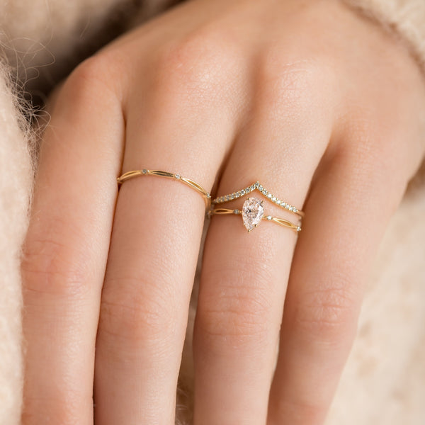 Criss Cross-Pear Lab Grown Diamond Engagement Ring - Solitaire-Oval Lab Grown Diamond Engagement Ring