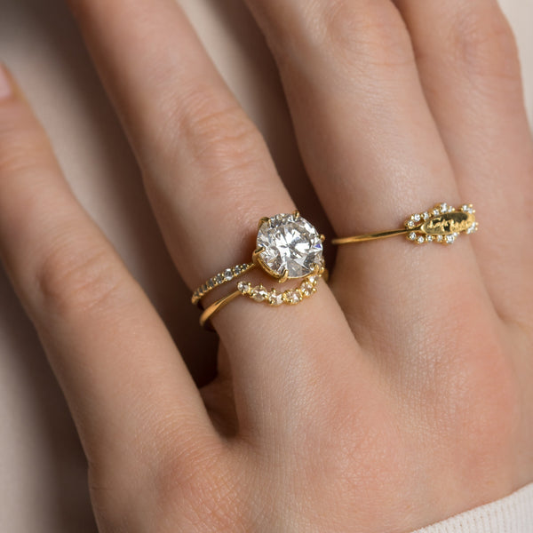 Pave-Round Lab Grown Diamond Engagement Ring - Solitaire-Oval Lab Grown Diamond Engagement Ring