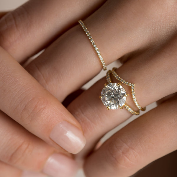 Pave-Round Lab Grown Diamond Engagement Ring - Solitaire-Oval Lab Grown Diamond Engagement Ring