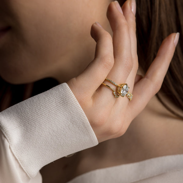 Pave-Round Lab Grown Diamond Engagement Ring - Solitaire-Oval Lab Grown Diamond Engagement Ring