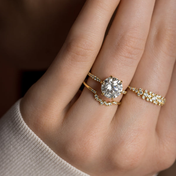 Pave-Round Lab Grown Diamond Engagement Ring - Solitaire-Oval Lab Grown Diamond Engagement Ring