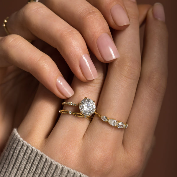 Pave-Round Lab Grown Diamond Engagement Ring - Solitaire-Oval Lab Grown Diamond Engagement Ring
