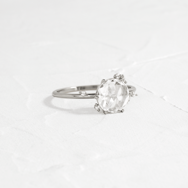 Cluster-Rose Cut Lab Grown Diamond Engagement Ring - Solitaire-Oval Lab Grown Diamond Engagement Ring