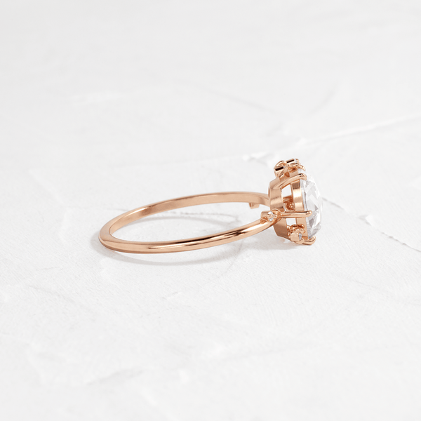 Cluster-Rose Cut Lab Grown Diamond Engagement Ring - Solitaire-Oval Lab Grown Diamond Engagement Ring