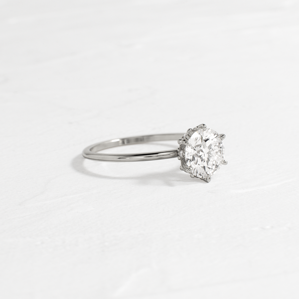 Solitaire with Hidden Stones-Round Lab Grown Diamond Engagement Ring - Solitaire-Oval Lab Grown Diamond Engagement Ring