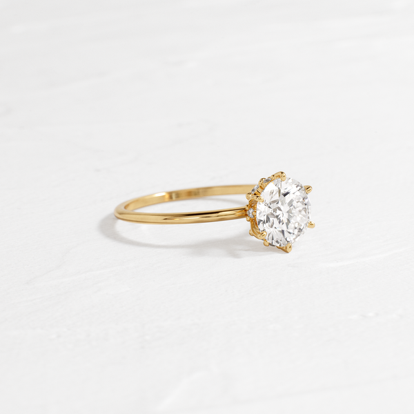 Solitaire with Hidden Stones-Round Lab Grown Diamond Engagement Ring - Solitaire-Oval Lab Grown Diamond Engagement Ring
