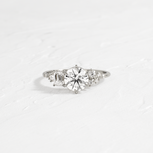Cluster-Round Lab Grown Diamond Engagement Ring - Solitaire-Oval Lab Grown Diamond Engagement Ring