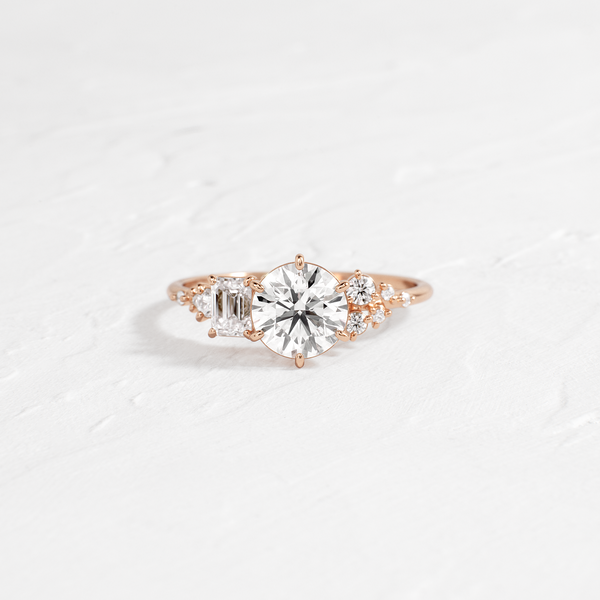 Cluster-Round Lab Grown Diamond Engagement Ring - Solitaire-Oval Lab Grown Diamond Engagement Ring
