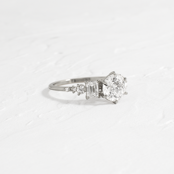 Cluster-Round Lab Grown Diamond Engagement Ring - Solitaire-Oval Lab Grown Diamond Engagement Ring