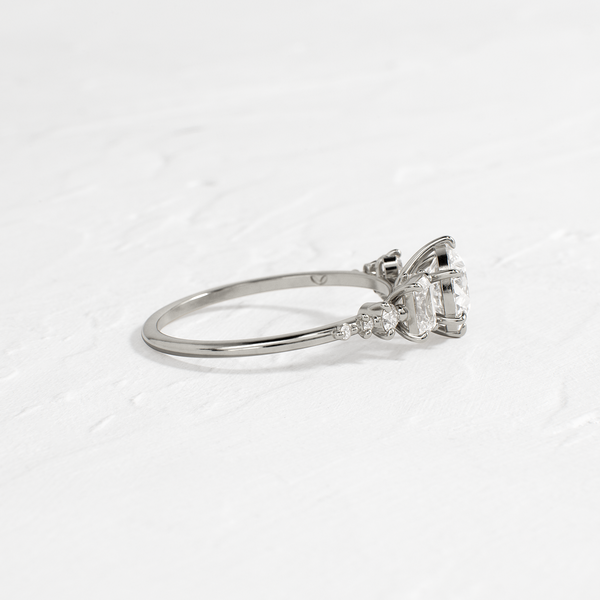 Cluster-Round Lab Grown Diamond Engagement Ring - Solitaire-Oval Lab Grown Diamond Engagement Ring