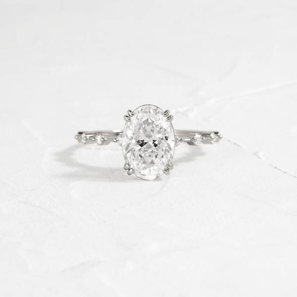 Double Prong Pave-Oval Lab Grown Diamond Engagement Ring - Solitaire-Oval Lab Grown Diamond Engagement Ring