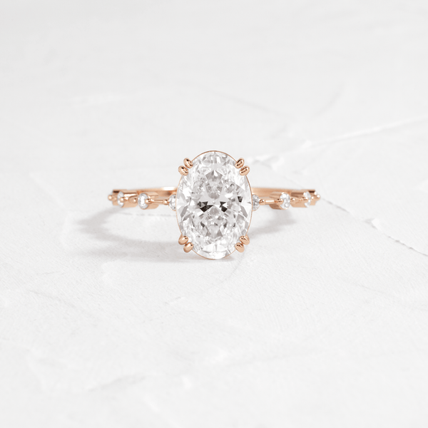 Double Prong Pave-Oval Lab Grown Diamond Engagement Ring - Solitaire-Oval Lab Grown Diamond Engagement Ring