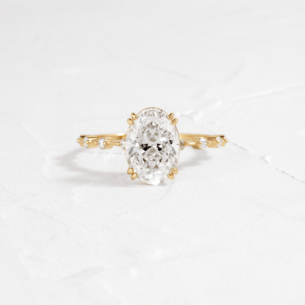 Double Prong Pave-Oval Lab Grown Diamond Engagement Ring - Solitaire-Oval Lab Grown Diamond Engagement Ring