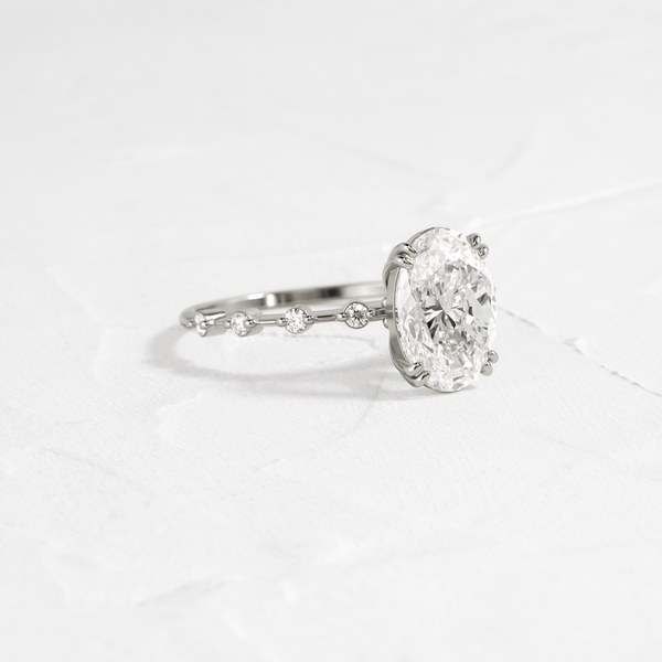Double Prong Pave-Oval Lab Grown Diamond Engagement Ring - Solitaire-Oval Lab Grown Diamond Engagement Ring